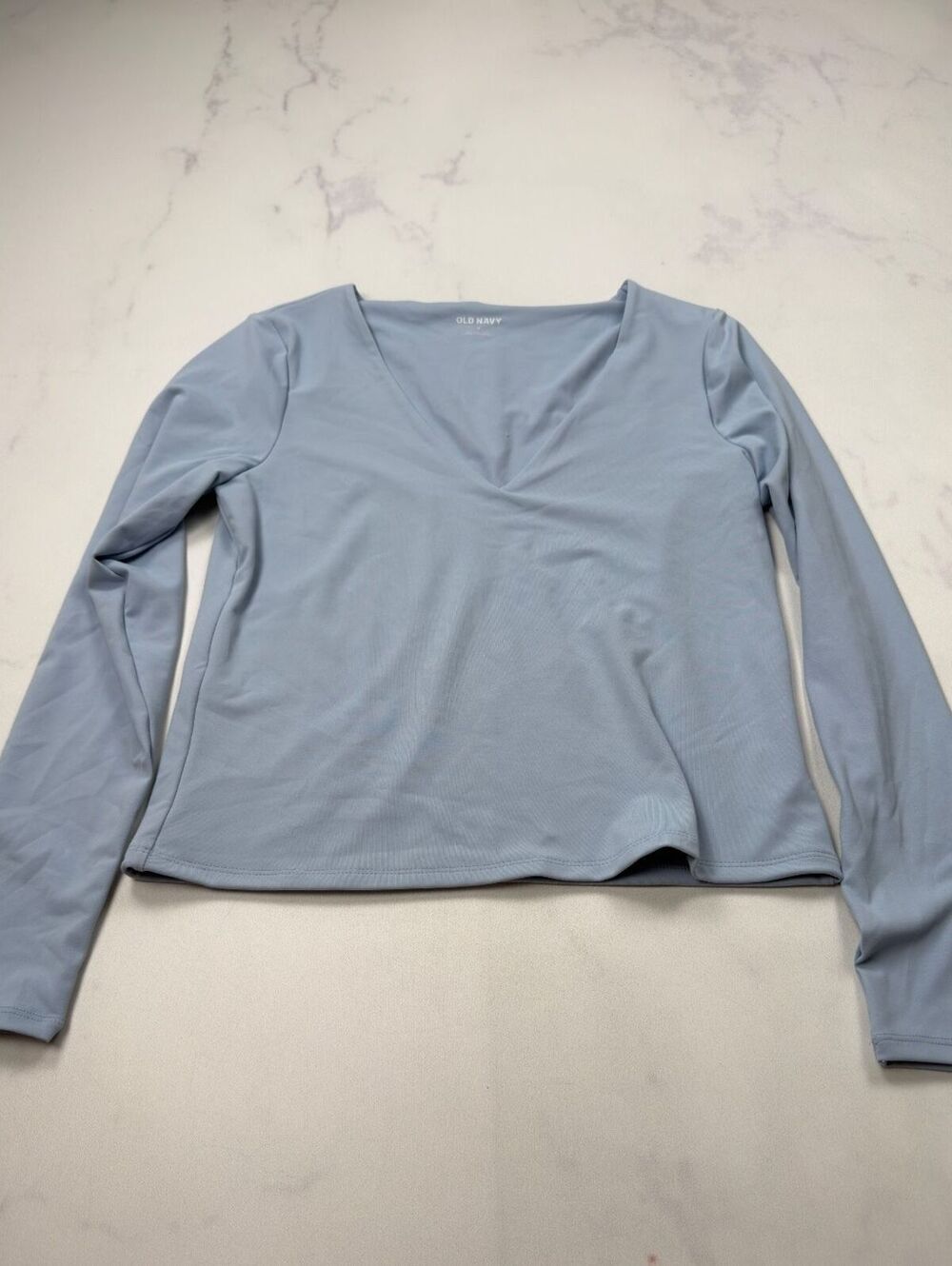Old Navy V Neck T Shirt Light Blue 2010s Minimalist Fitted - Womens M